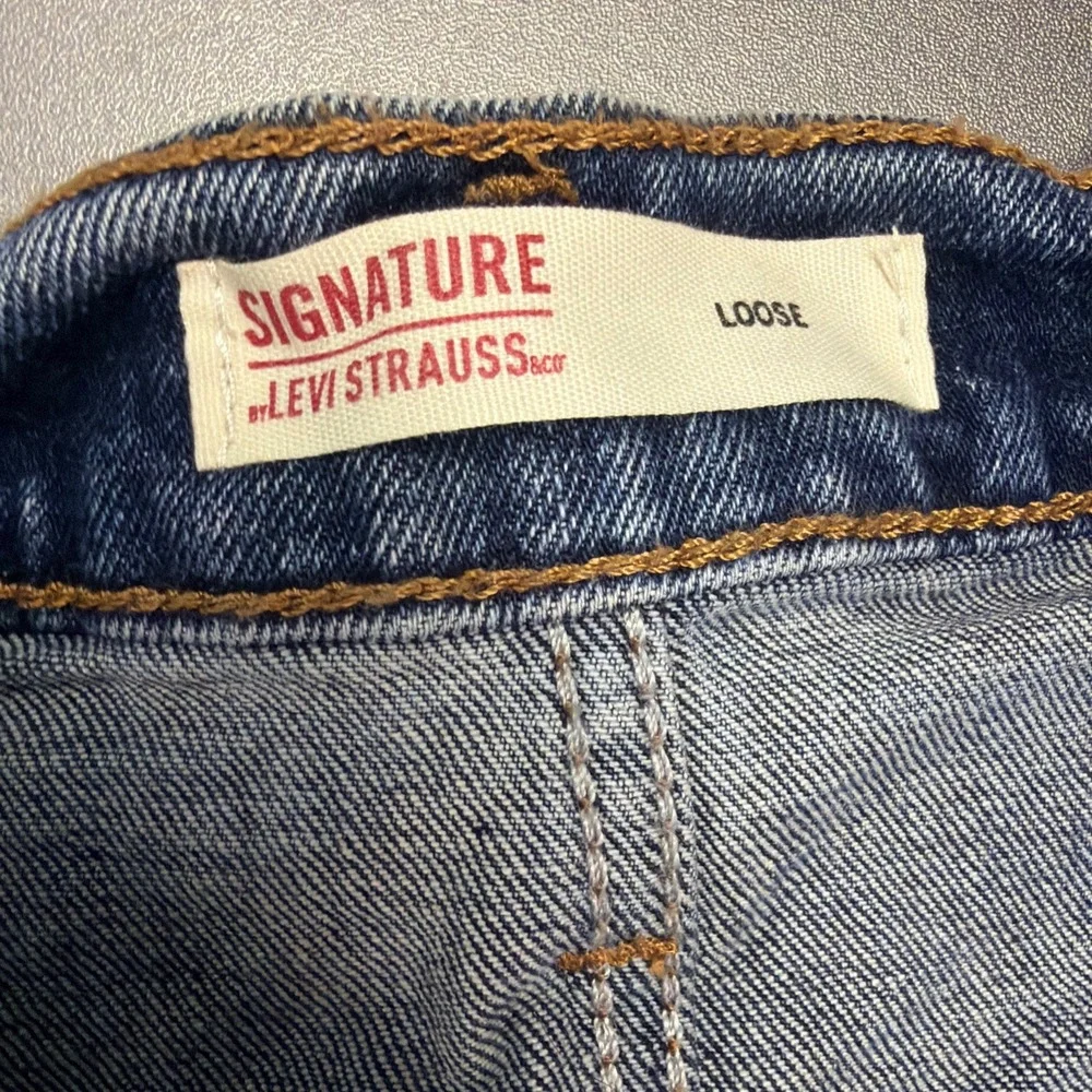Signature Levi Strauss Mens Loose Fit Jeans Blue Medium Wash 35x28 Denim